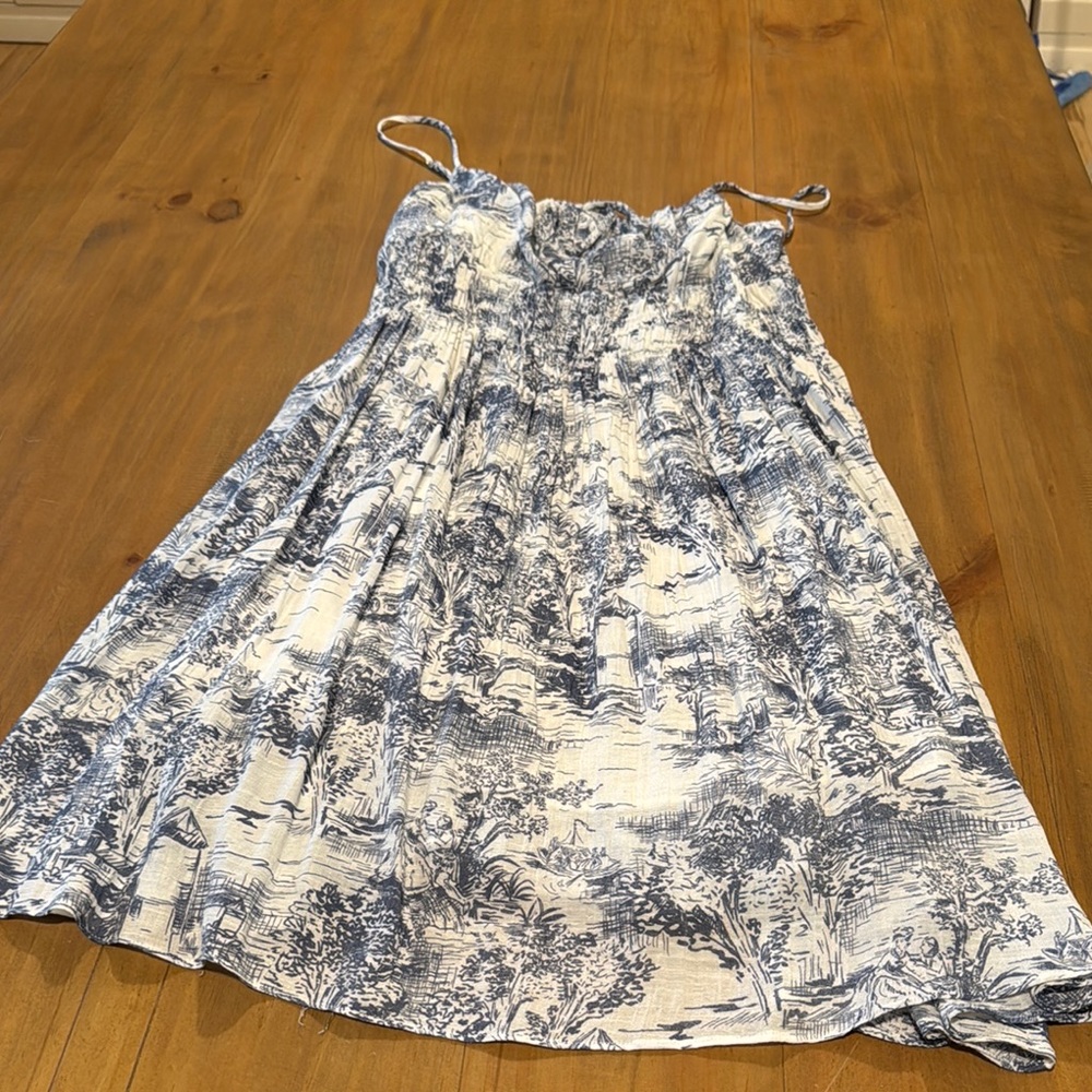 Lucy Paris Blue and White Patterned Dress